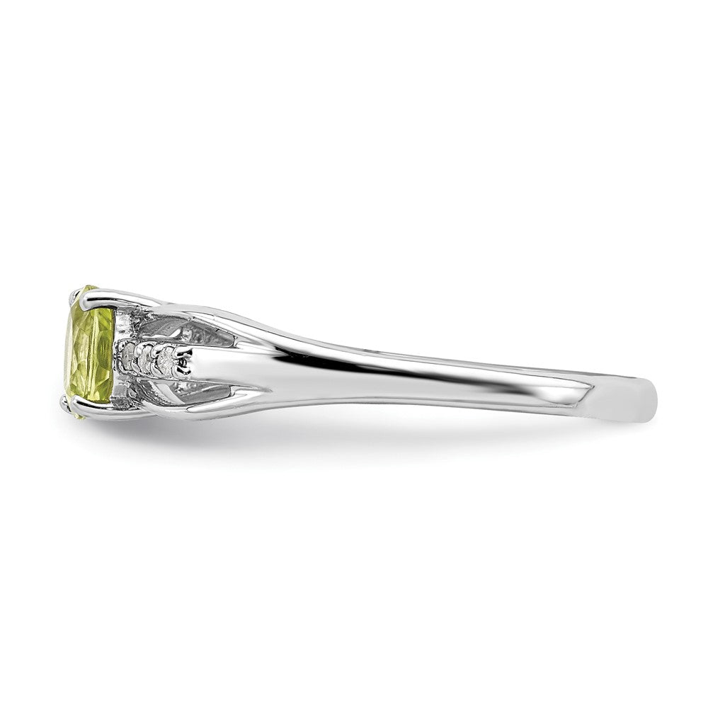 Sterling Silver Rhod Plated Diamond Peridot Ring