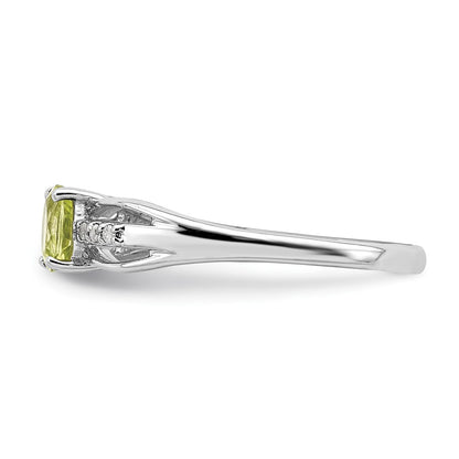 Sterling Silver Rhod Plated Diamond Peridot Ring