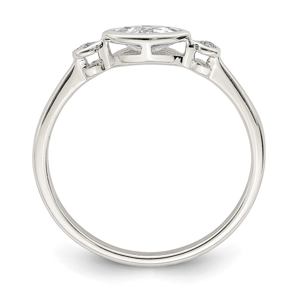 Sterling Silver Rhodium Plated Polished White Topaz Ring