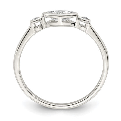Sterling Silver Rhodium Plated Polished White Topaz Ring