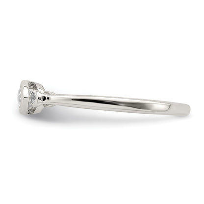 Sterling Silver Rhodium Plated Polished White Topaz Ring