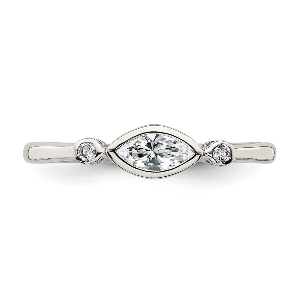 Sterling Silver Rhodium Plated Polished White Topaz Ring