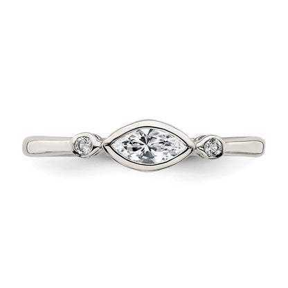 Sterling Silver Rhodium Plated Polished White Topaz Ring