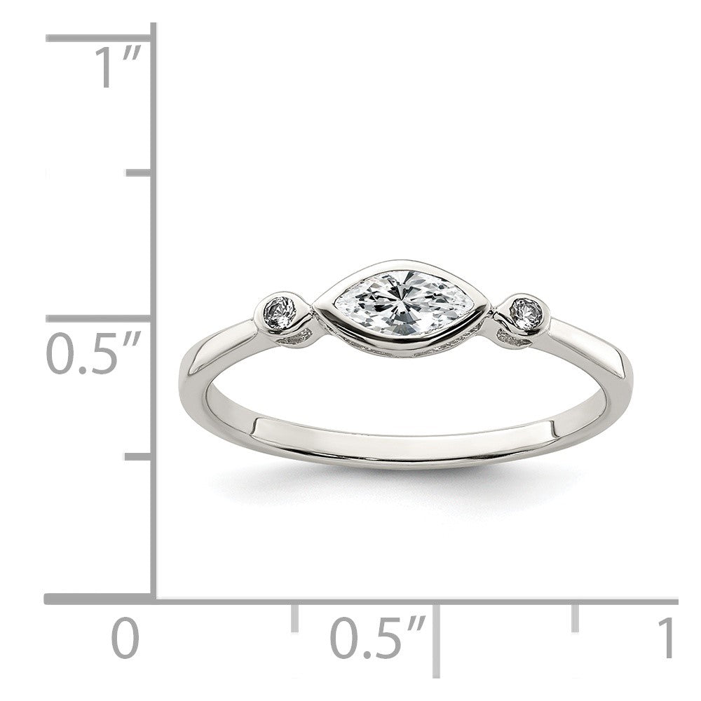 Sterling Silver Rhodium Plated Polished White Topaz Ring