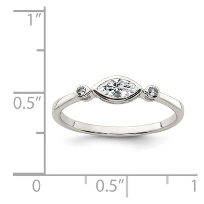 Sterling Silver Rhodium Plated Polished White Topaz Ring