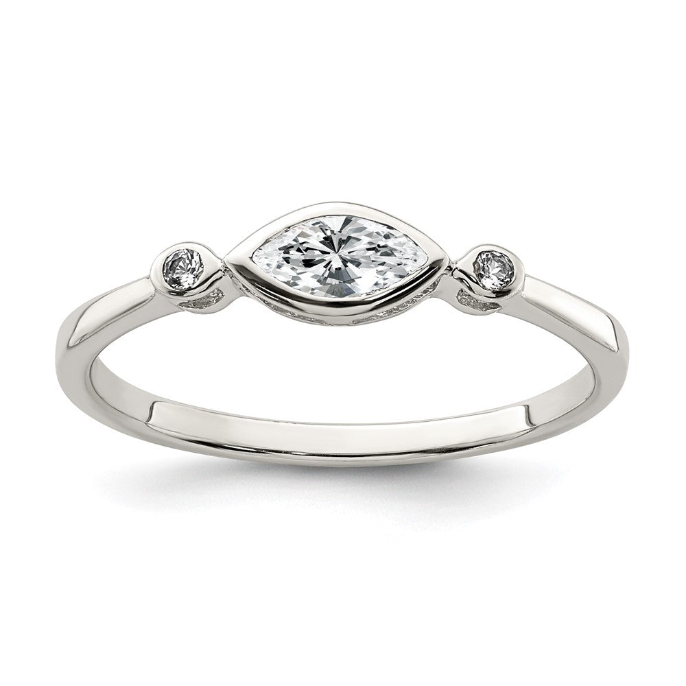 Sterling Silver Rhodium Plated Polished White Topaz Ring