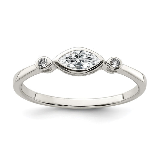 Sterling Silver Rhodium Plated Polished White Topaz Ring