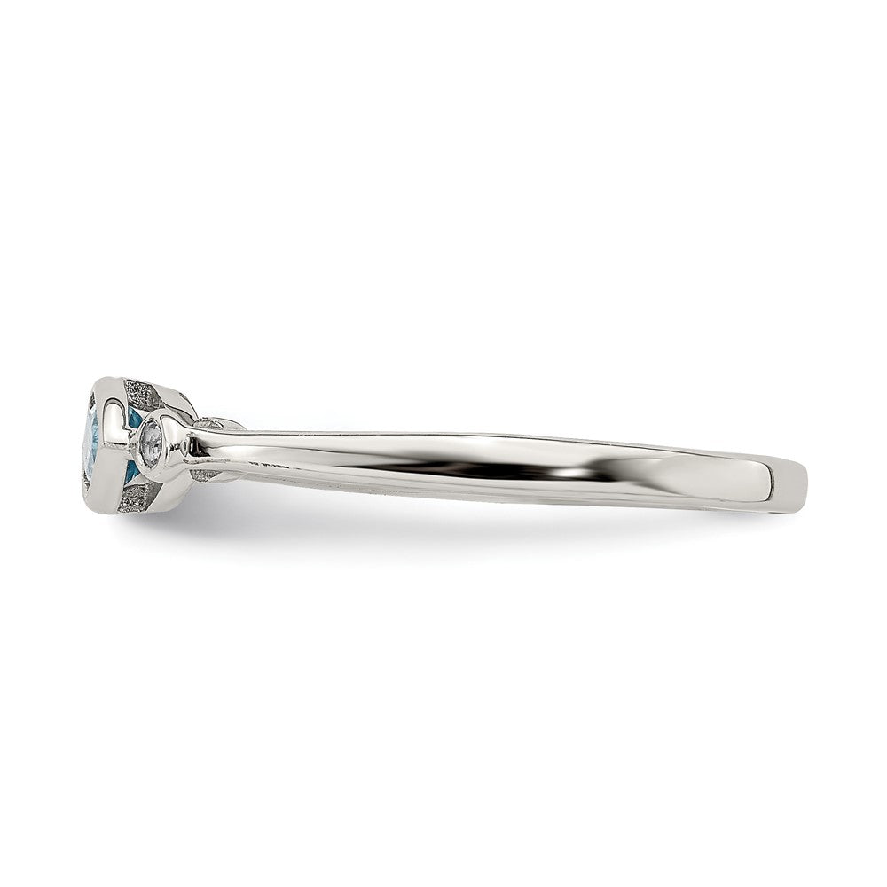 Sterling Silver Rhodium Plated Polished Blue Topaz/White Topaz Ring