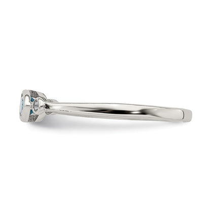 Sterling Silver Rhodium Plated Polished Blue Topaz/White Topaz Ring