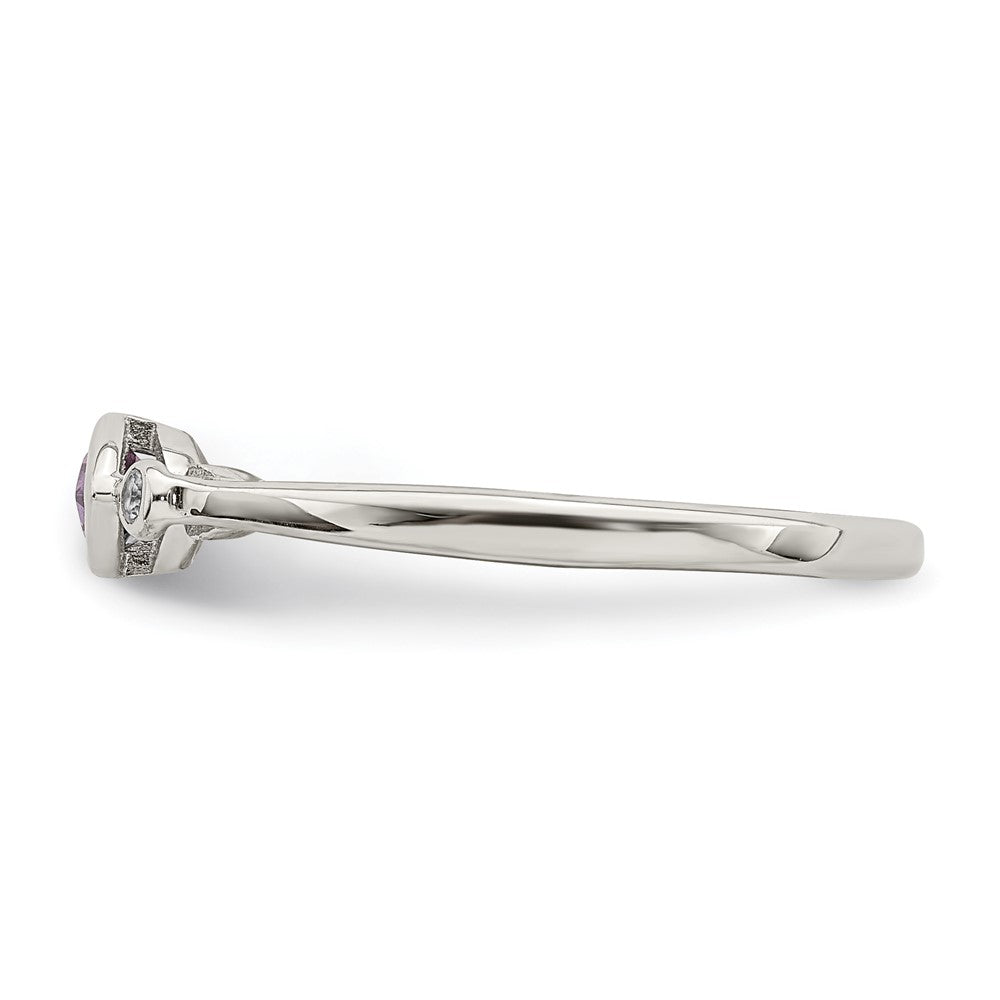 Sterling Silver Rhodium Plated Polished Amethyst/White Topaz Ring
