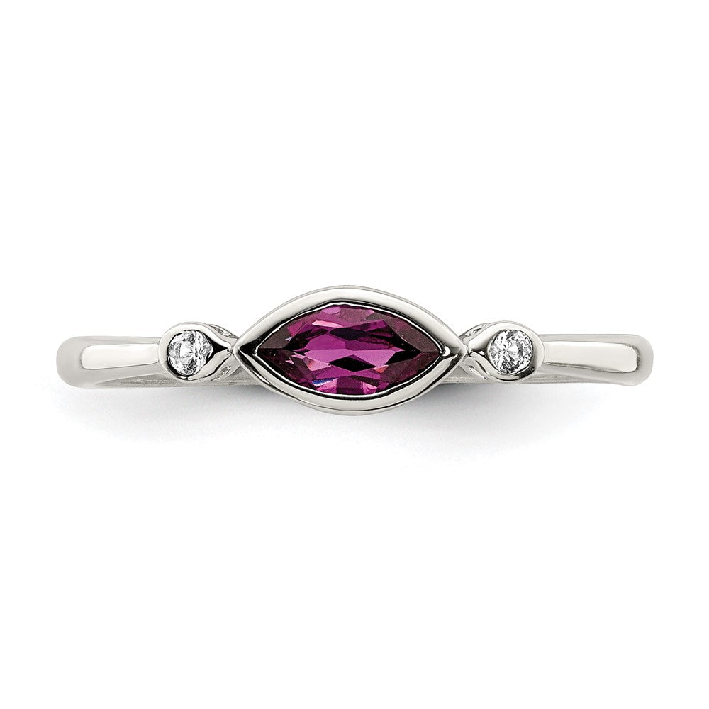 Sterling Silver Rhodium Plated Polished Rhololite And White Topaz Ring