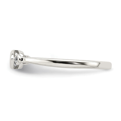 Sterling Silver Rhodium Plated Polished Aquamarine/White Topaz Ring