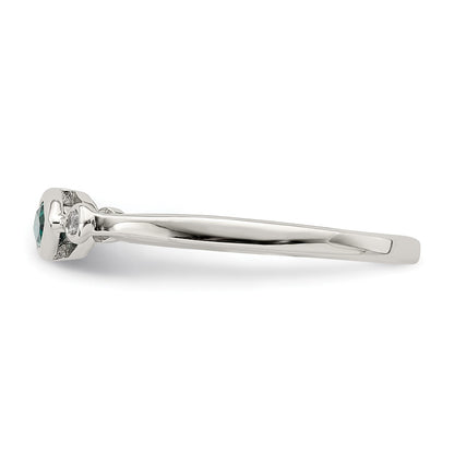 Sterling Silver Rhod Platd Polished Created Emerald/White Topaz Ring