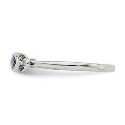 Sterling Silver Rhod Pltd Polished Created Sapphire/White Topaz Ring