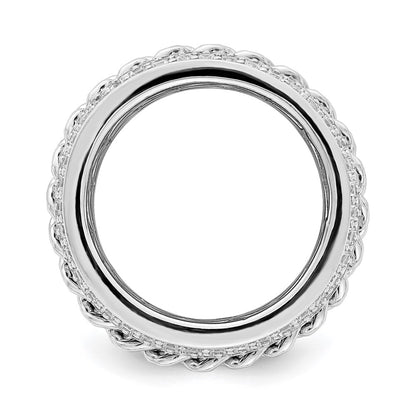 Sterling Silver Rhodium Plated Cz Spinning Chain Center Ring