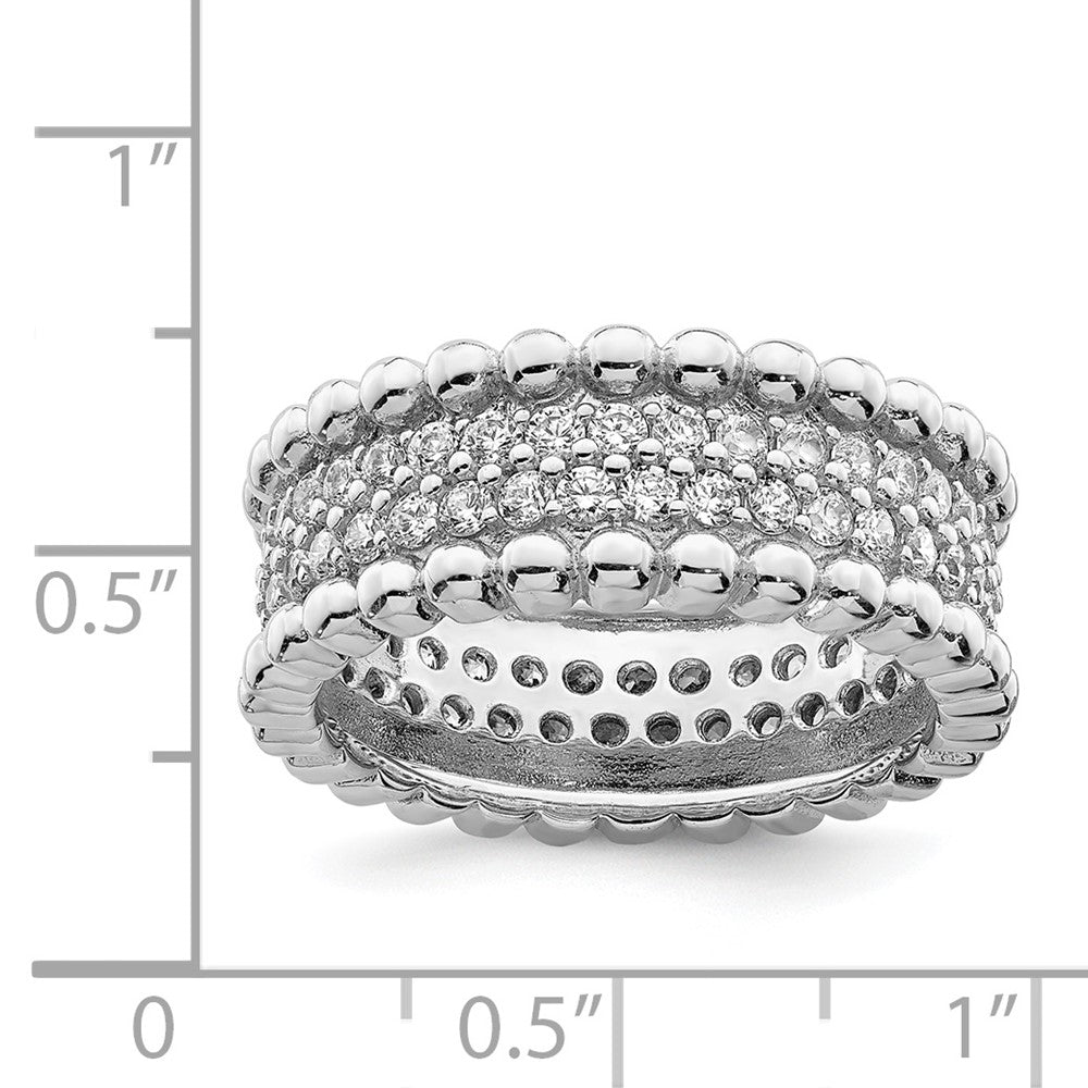 Sterling Silver Rhodium Plated Cz Ring