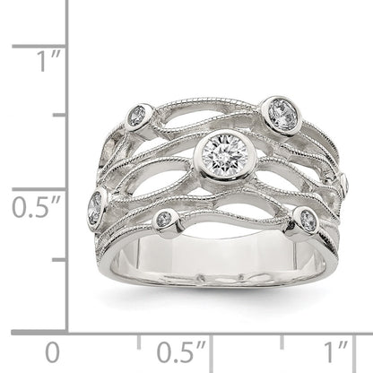Sterling Silver Fancy Cz Ring