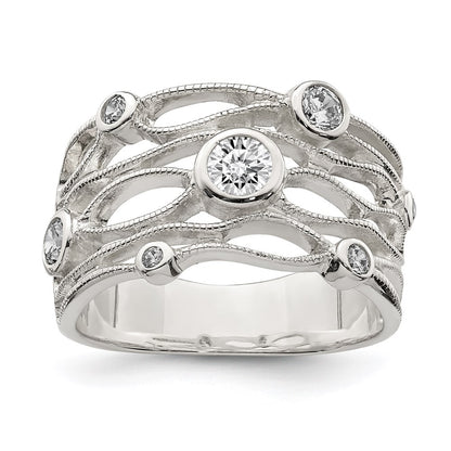 Sterling Silver Fancy Cz Ring