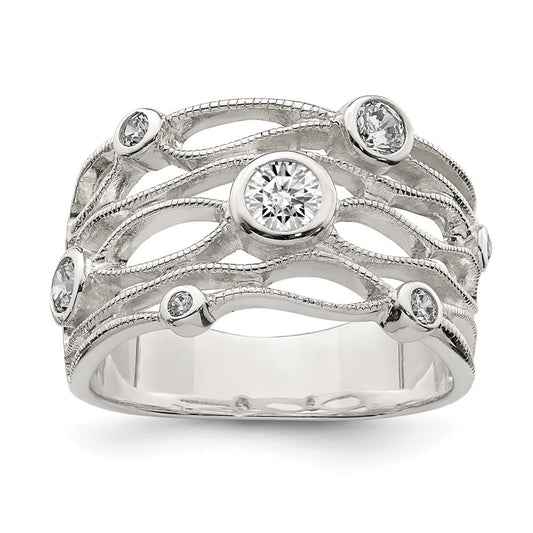 Sterling Silver Fancy Cz Ring