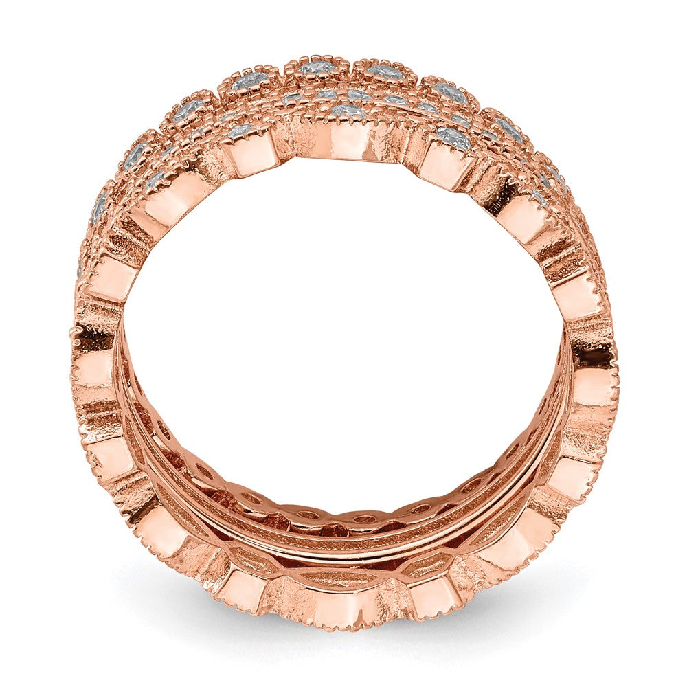 Sterling Silver Rose Tone Cz Set Of 3 Eternity Rings