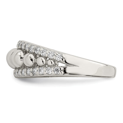 Sterling Silver Cz Beads Ring