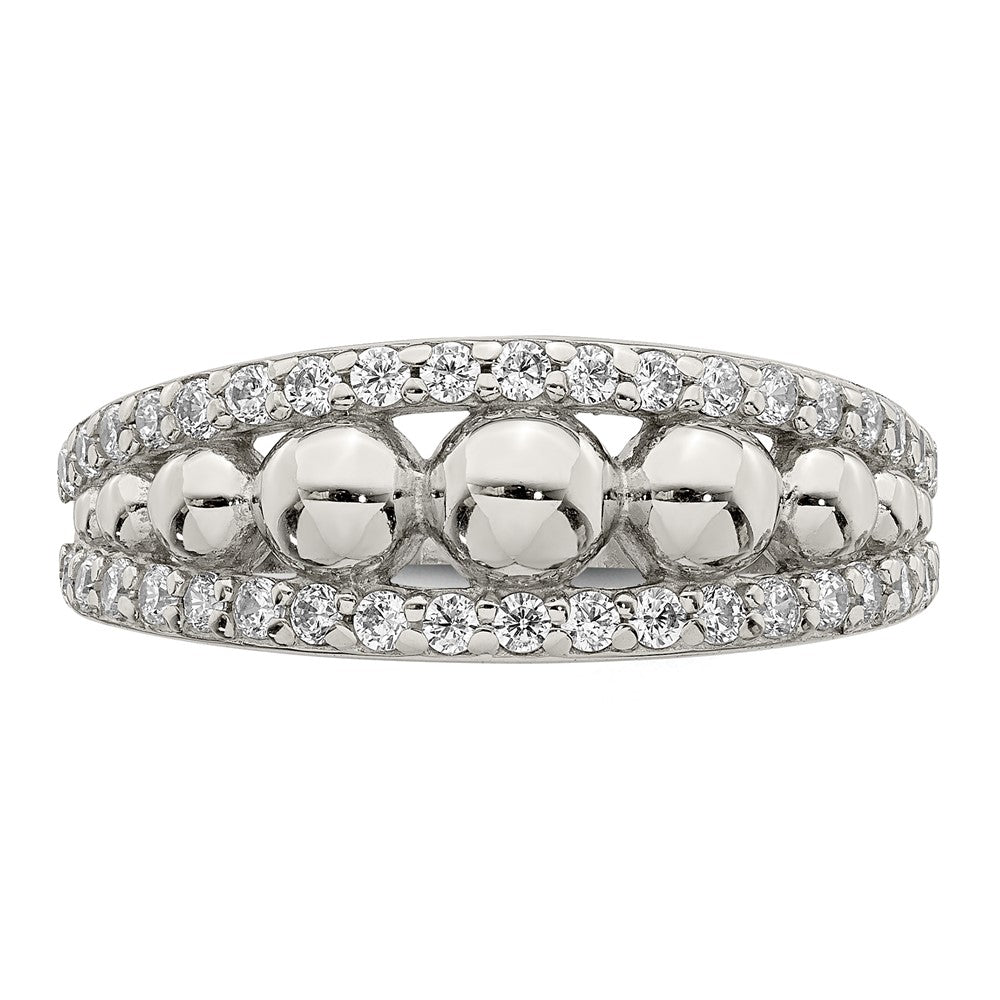 Sterling Silver Cz Beads Ring