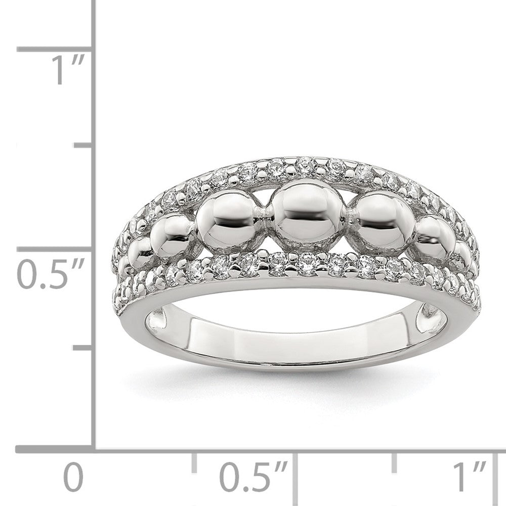 Sterling Silver Cz Beads Ring