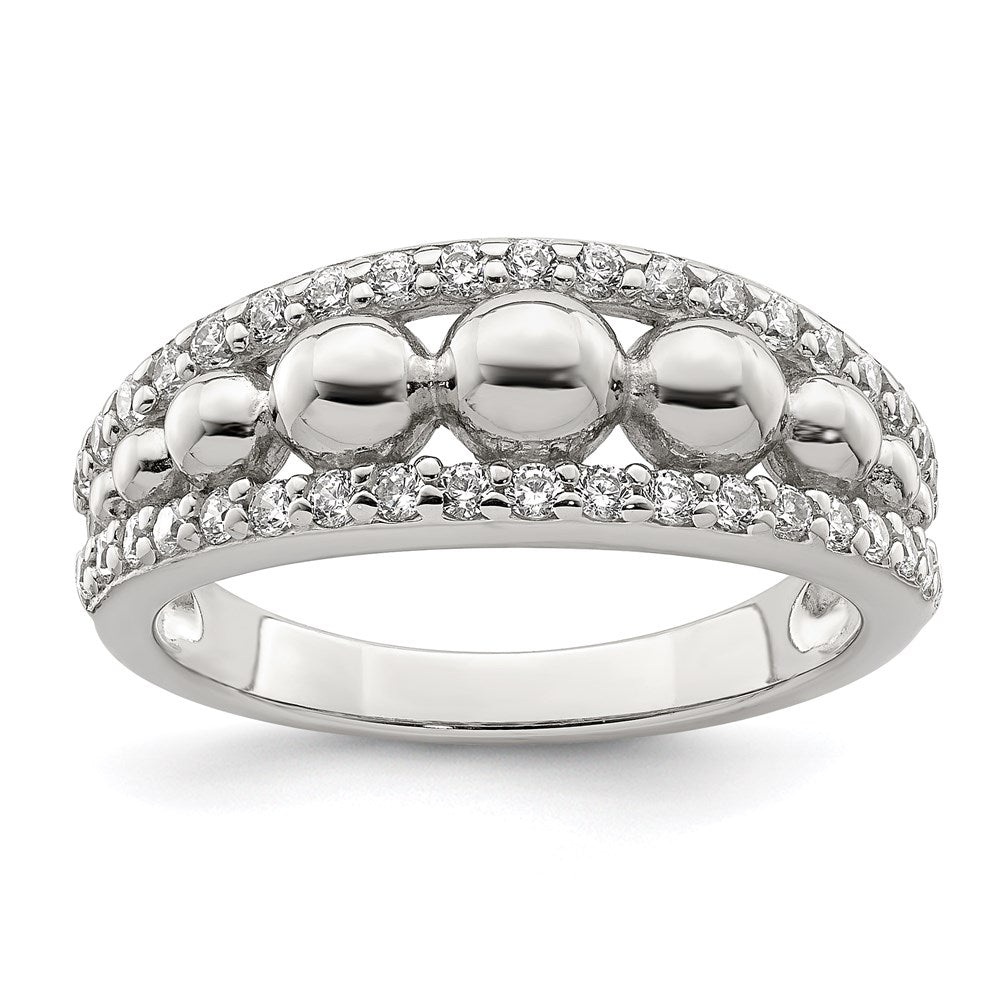 Sterling Silver Cz Beads Ring