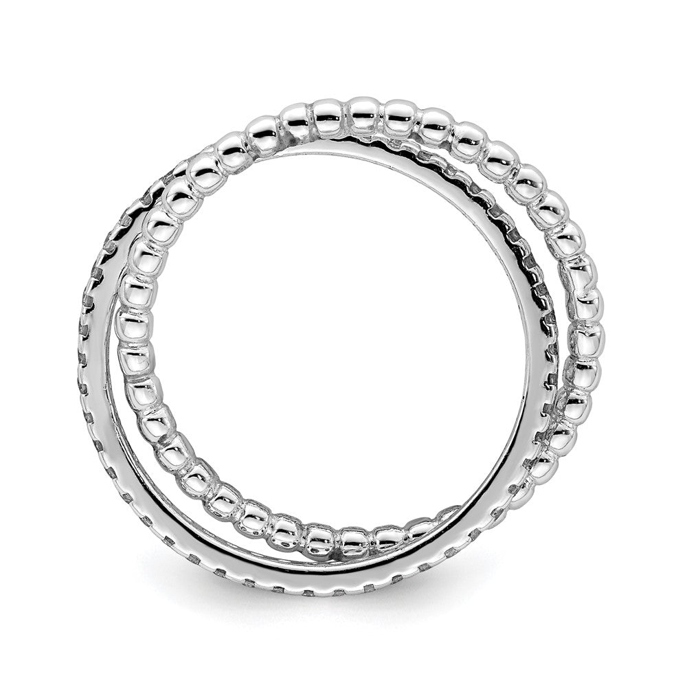 Sterling Silver Rhodium Plated Cz Ring