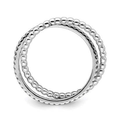 Sterling Silver Rhodium Plated Cz Ring