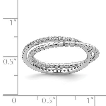 Sterling Silver Rhodium Plated Cz Ring