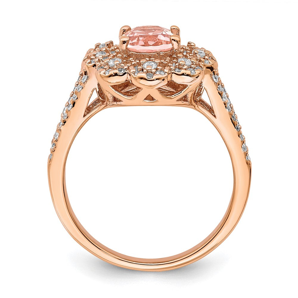 Sterling Silver Rose Gold Plated Imitation Pinksapphire/Cz Ring
