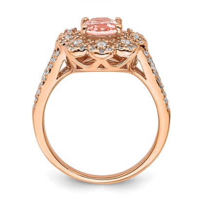Sterling Silver Rose Gold Plated Imitation Pinksapphire/Cz Ring