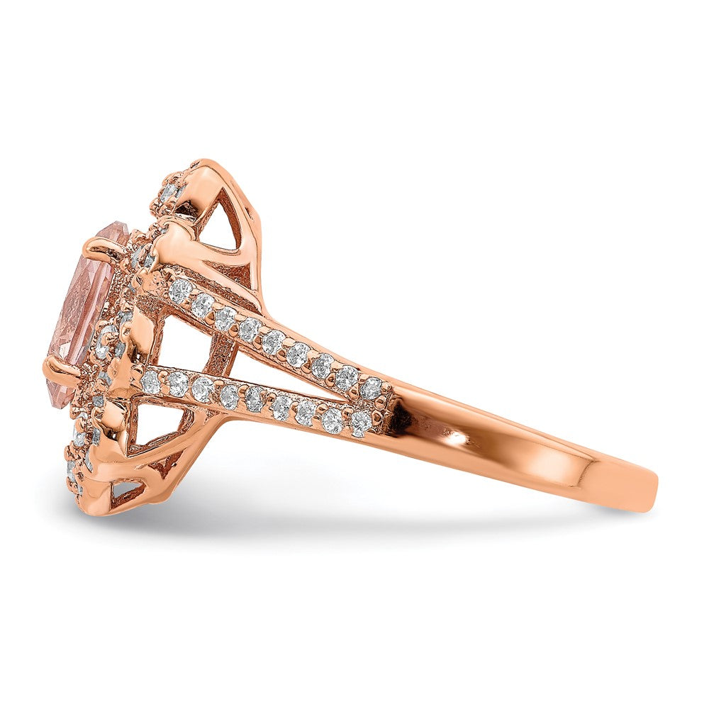 Sterling Silver Rose Gold Plated Imitation Pinksapphire/Cz Ring