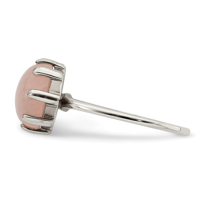 Sterling Silver Rose Tone And Pink Chalcedony Stone Ring