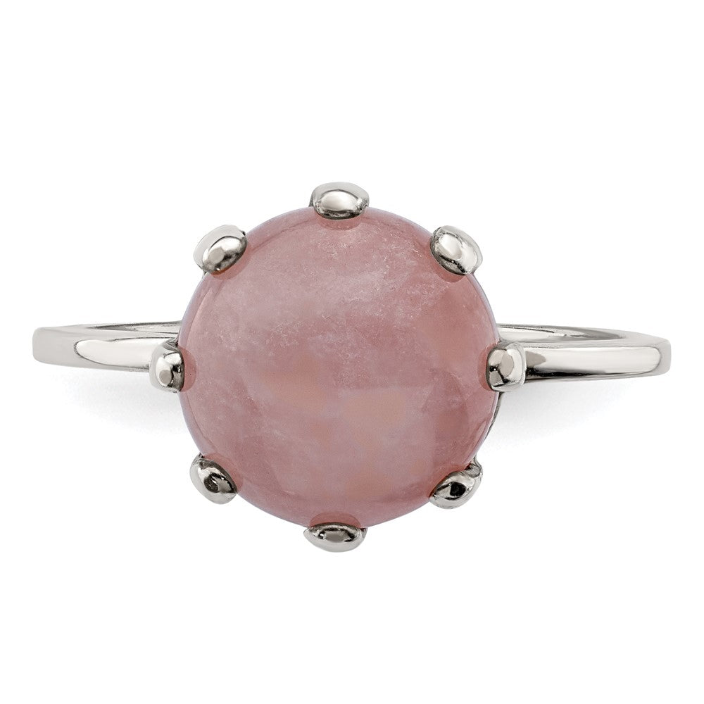 Sterling Silver Rose Tone And Pink Chalcedony Stone Ring