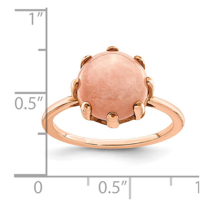 Sterling Silver Rose Tone And Pink Chalcedony Stone Ring