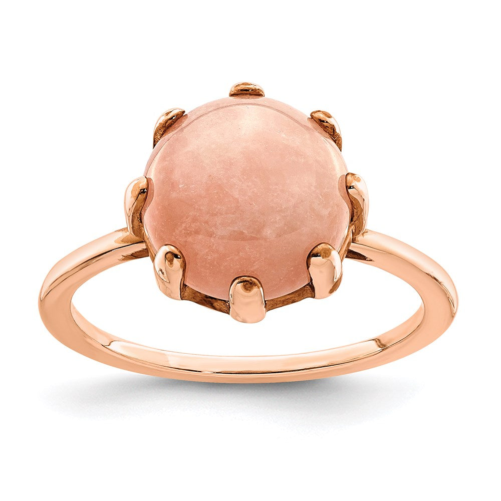 Sterling Silver Rose Tone And Pink Chalcedony Stone Ring