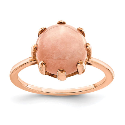 Sterling Silver Rose Tone And Pink Chalcedony Stone Ring