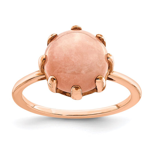 Sterling Silver Rose Tone And Pink Chalcedony Stone Ring