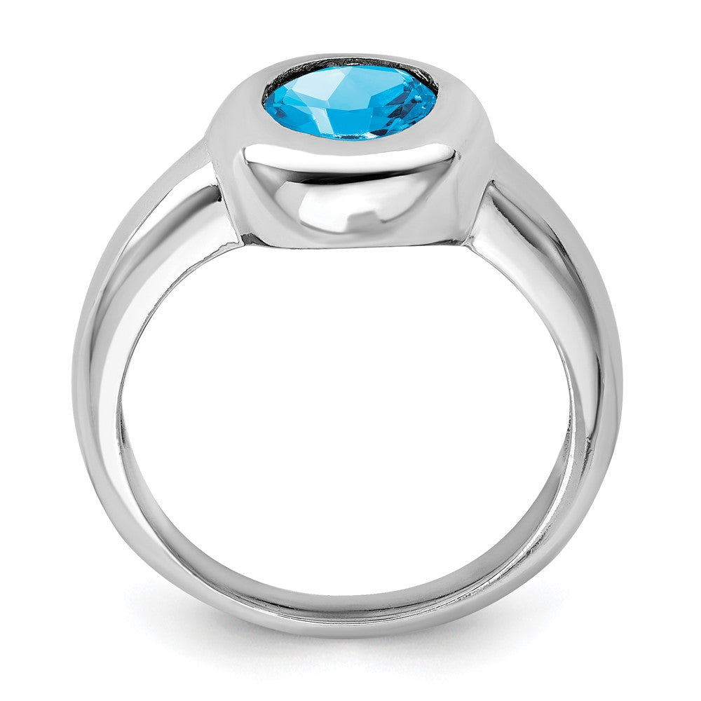 Sterling Silver Rhodium Blue Topaz Ring (Size 8 Only)