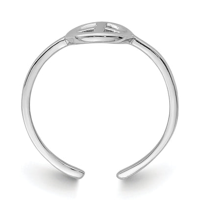 Sterling Silver Rhodium Plated Peace Sign Toe Ring