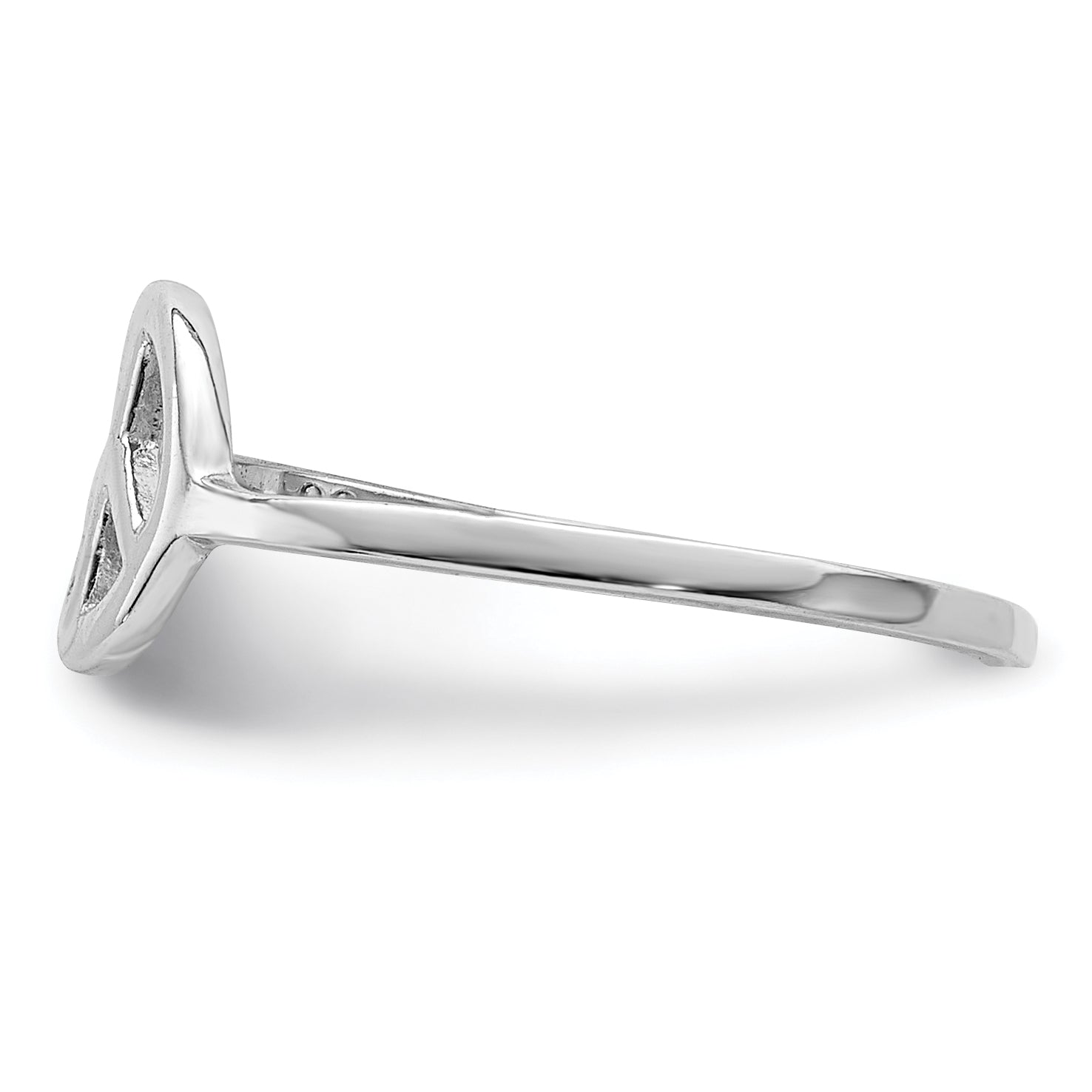 Sterling Silver Rhodium Plated Peace Sign Toe Ring