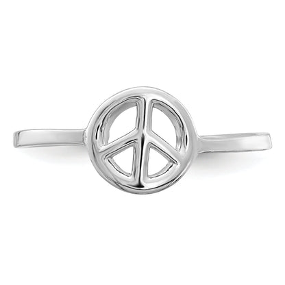 Sterling Silver Rhodium Plated Peace Sign Toe Ring