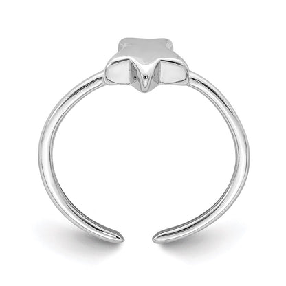 Sterling Silver Rhodium Plated Polished Star Toe Ring