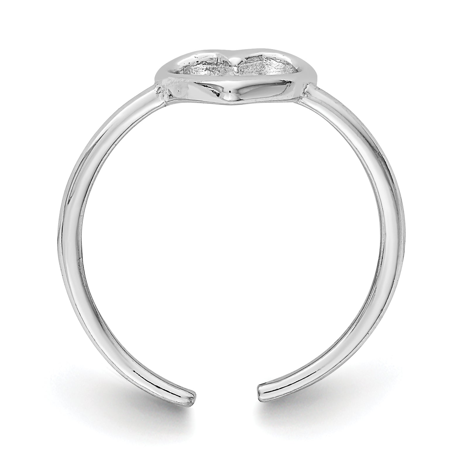 Sterling Silver Rhodium Plated Polished Heart Toe Ring