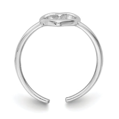 Sterling Silver Rhodium Plated Polished Heart Toe Ring