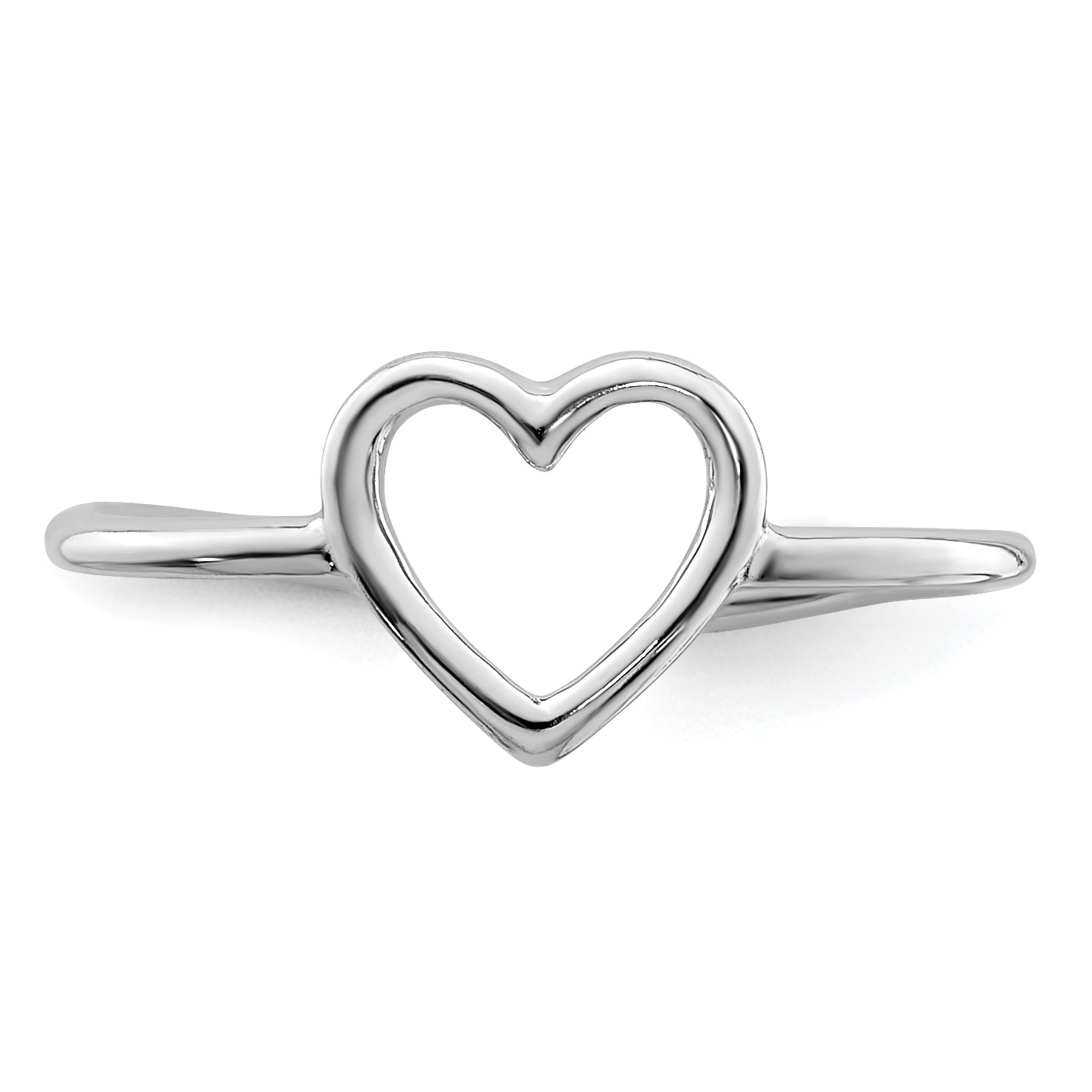 Sterling Silver Rhodium Plated Polished Heart Toe Ring