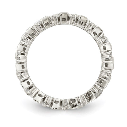 Sterling Silver Shimmer Rhodium Plated 45 Stone Cz Fancy Eternity Band