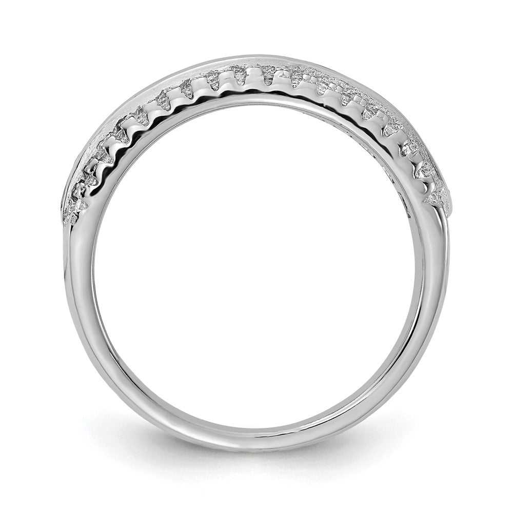 Sterling Silver Prizma Rhodium Plated Channel Set Colorful And White Cz Ring